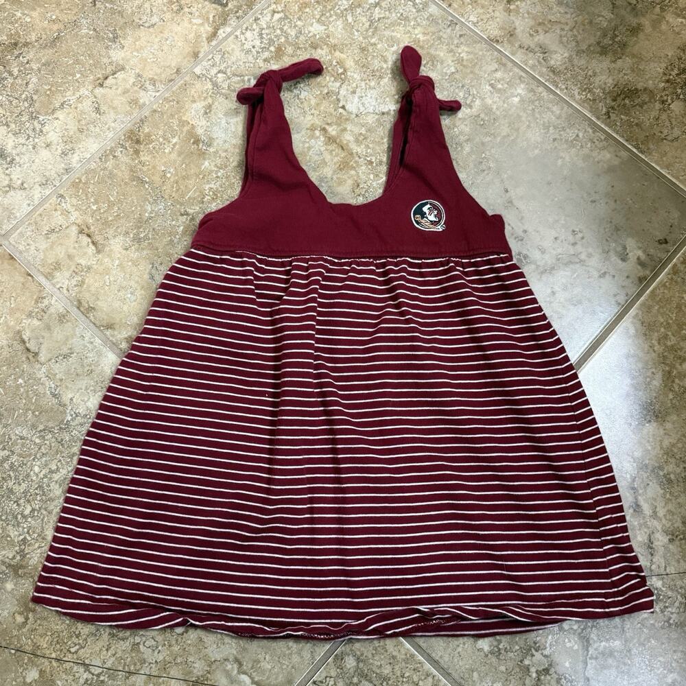 Two Feet Ahead Girls 3T Florida State Seminoles Striped Dress Burgundy/White 3t